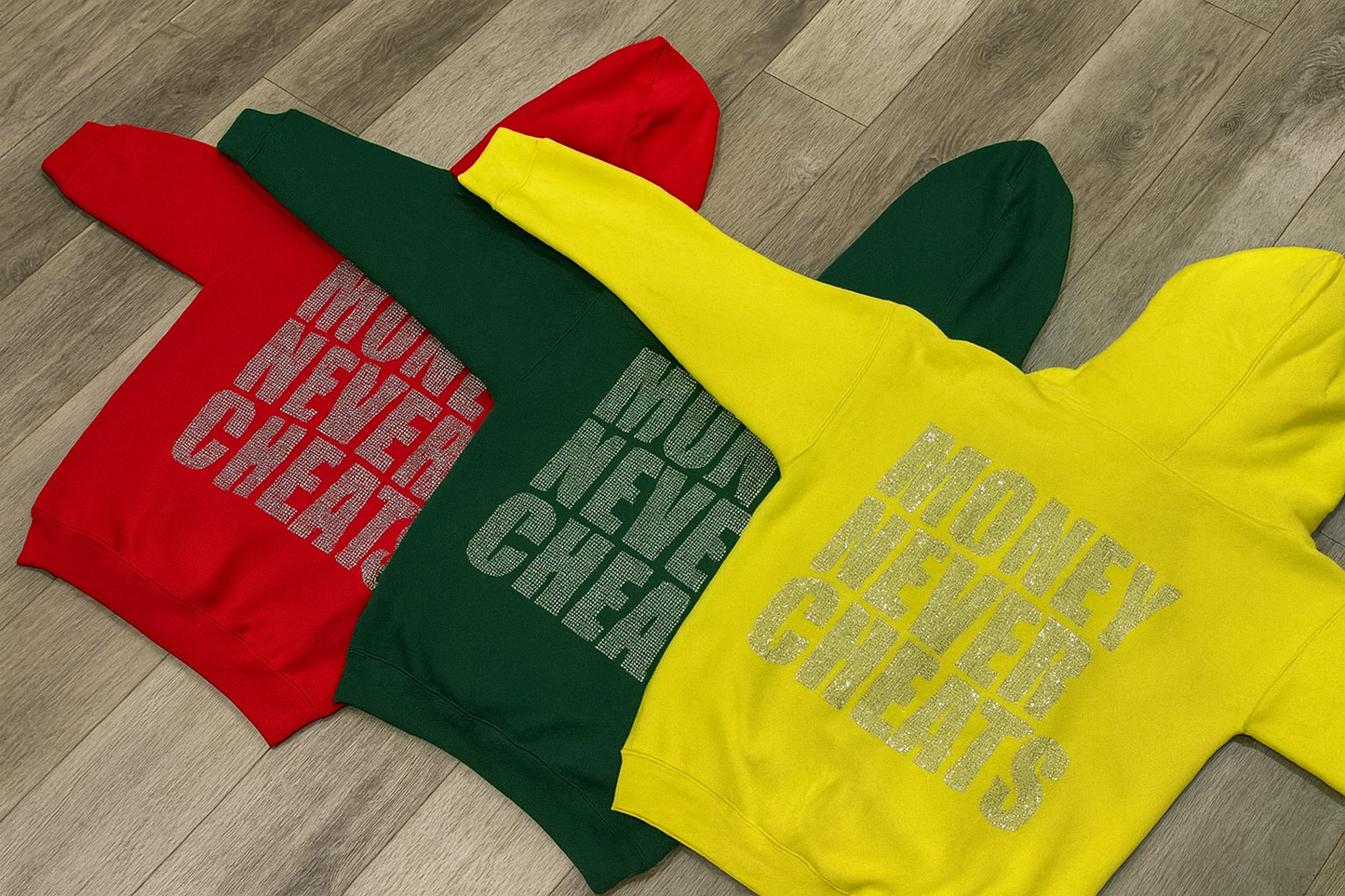 ICED ERA Rhinestone Custom Money Never Cheats Zip Up Jacket