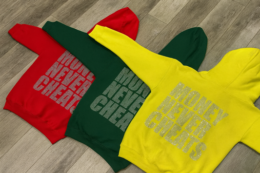 ICED ERA Rhinestone Custom Money Never Cheats Zip Up Jacket