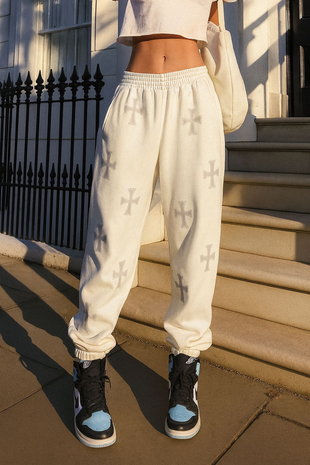 ICED ERA Rhinestone Cross Print Pants