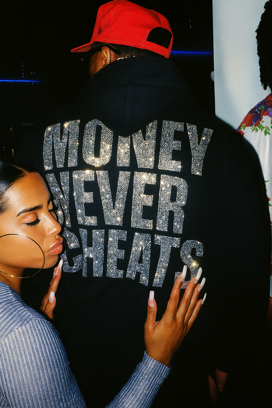 ICED ERA Rhinestone Custom Money Never Cheats Zip Up Jacket