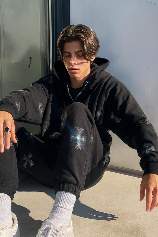 ICED ERA Rhinestone Cross Print Pants